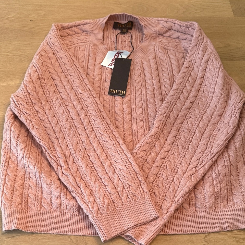 Truth Blush Pink Cable-Knit Pullover
